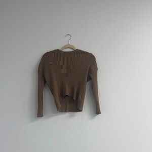 Poof! Chocolate Ribbed Knit Top